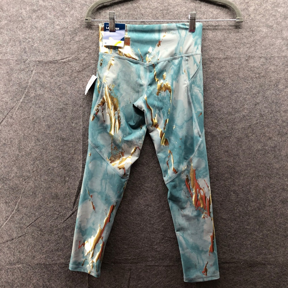 NWT Old Navy PowerSoft 7/8 Leggings Girls 8 (M) Blue Marble High Rise Active - Picture 2 of 10
